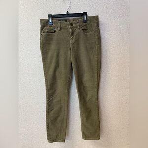 J. Crew Toothpick Women Size 27 Corduroy Olive Green Ankle‎ Pants